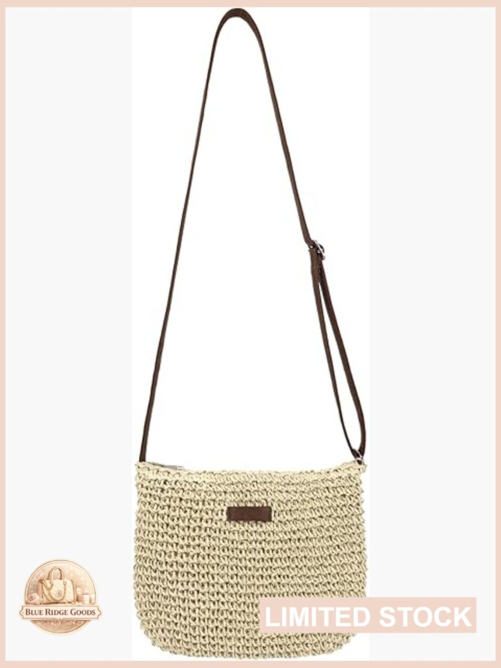 Handwoven Straw Crossbody Bag Natural Summer Beach Shoulder Purse - Picture 1 of 6